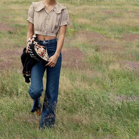 Doen Sparrow Top  in Cream Seafarer Stripe size L NWT - Picture 3 of 11